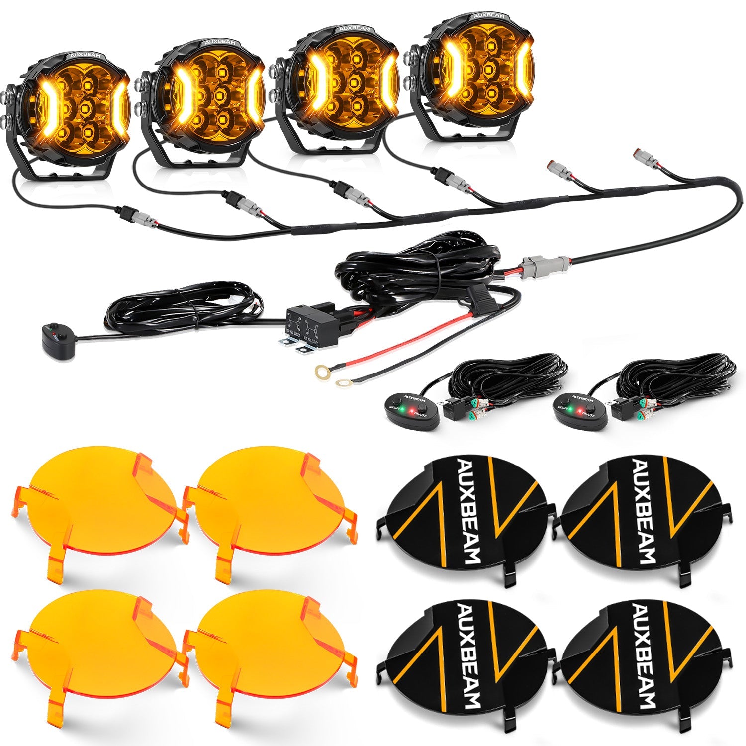 Auxbeam V-ULTRA Series 3" LED Side Shooter Pods – 108W, Amber, Amber DRL
