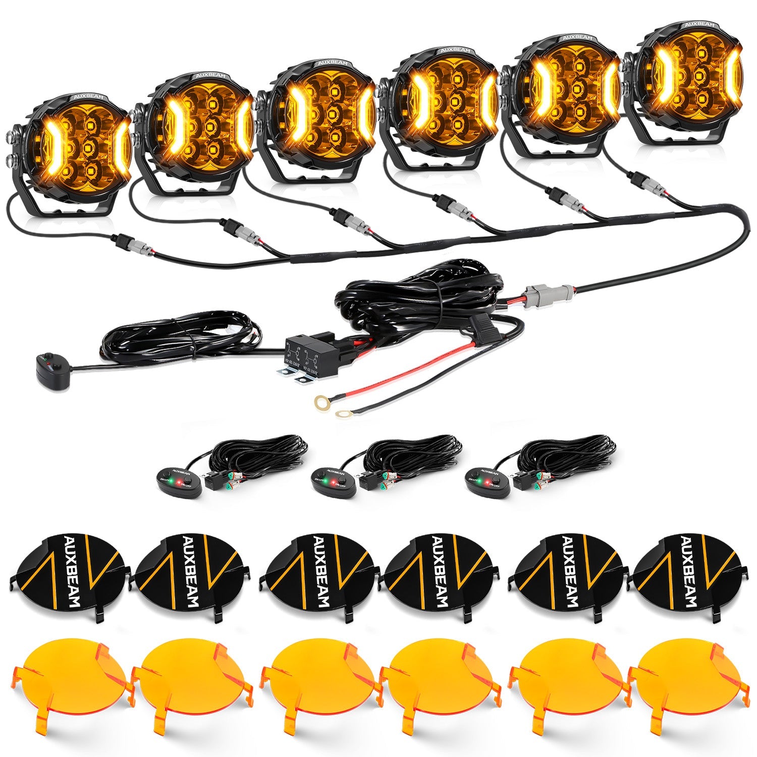 Auxbeam V-ULTRA Series 3" LED Side Shooter Pods – 108W, Amber, Amber DRL