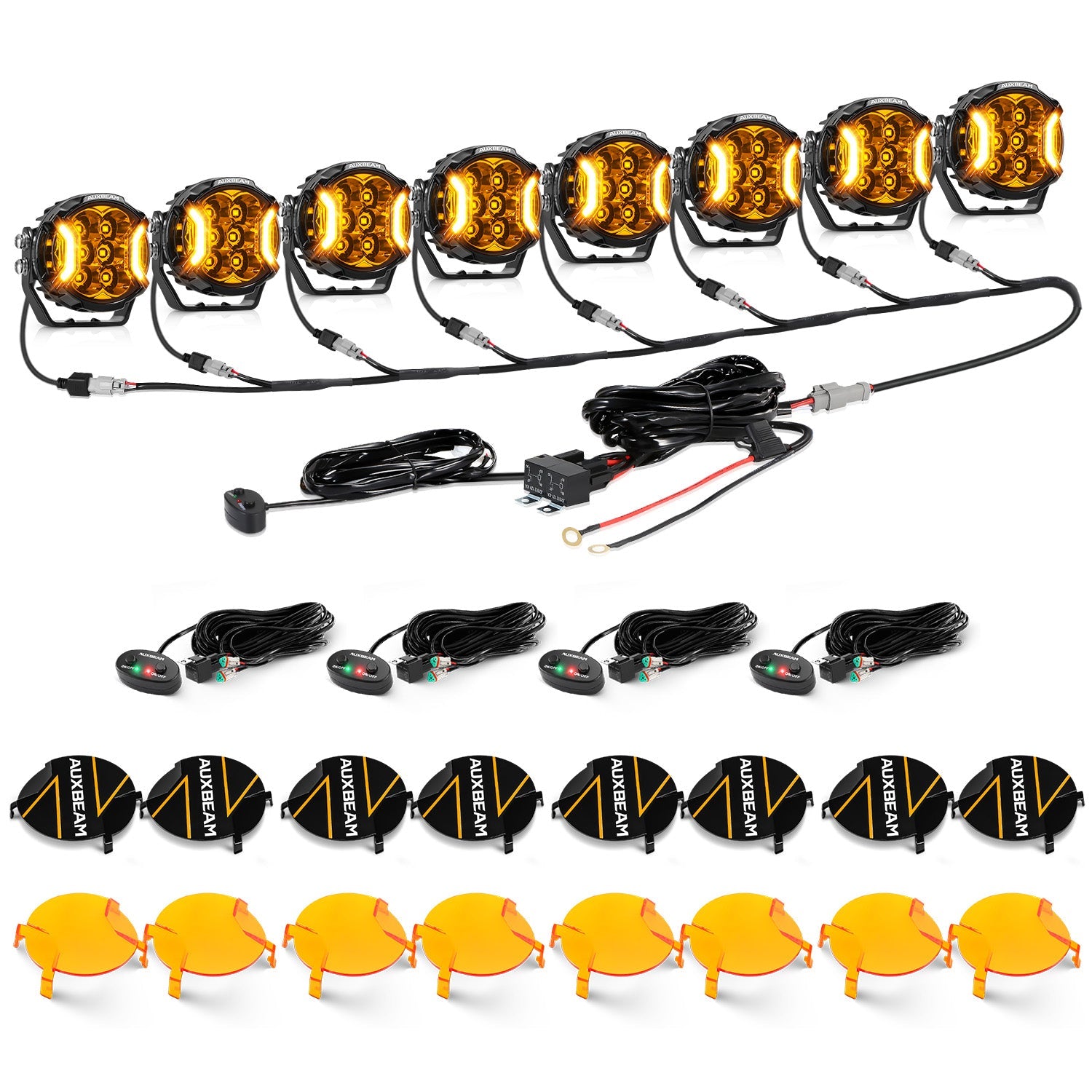 Auxbeam V-ULTRA Series 3" LED Side Shooter Pods – 108W, Amber, Amber DRL