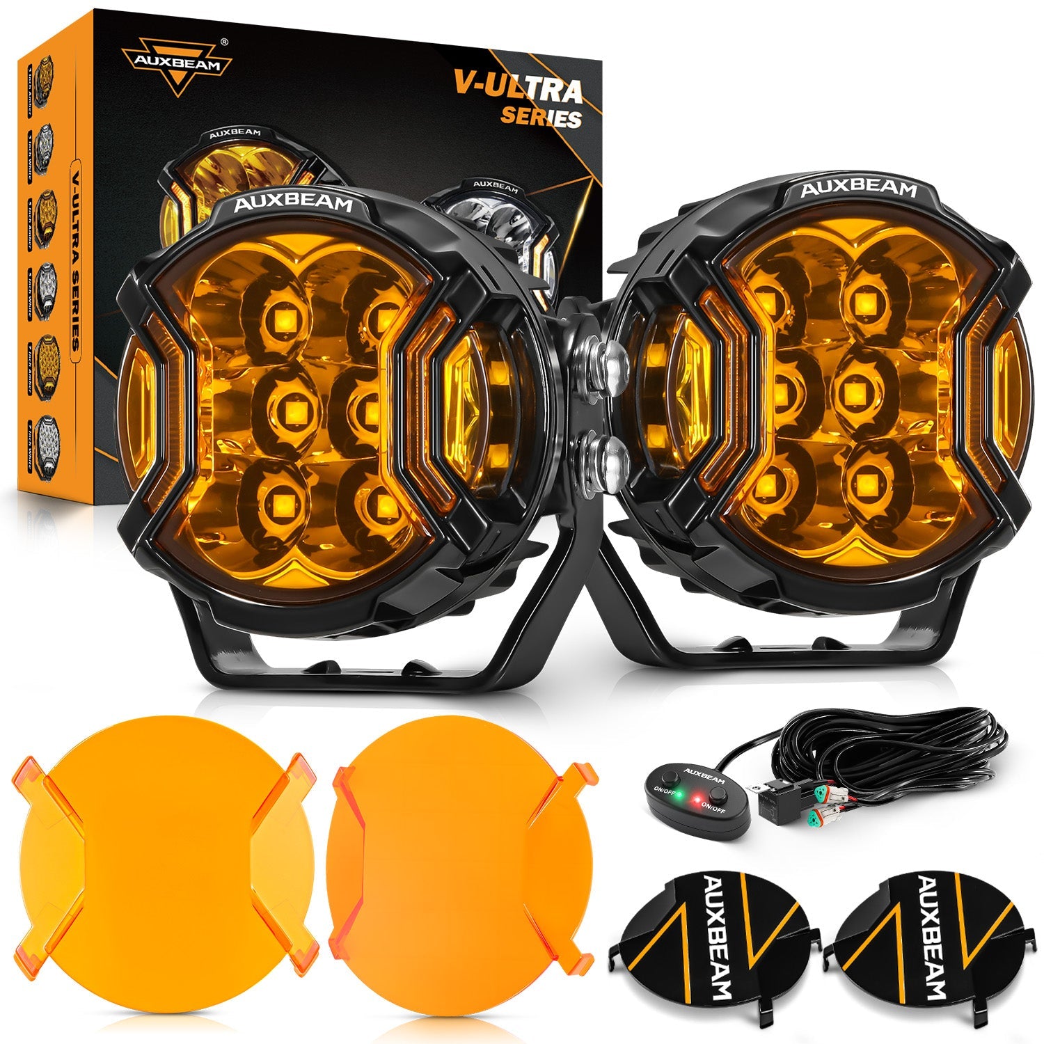 Auxbeam V-ULTRA Series 3" LED Side Shooter Pods – 108W, Amber, Amber DRL