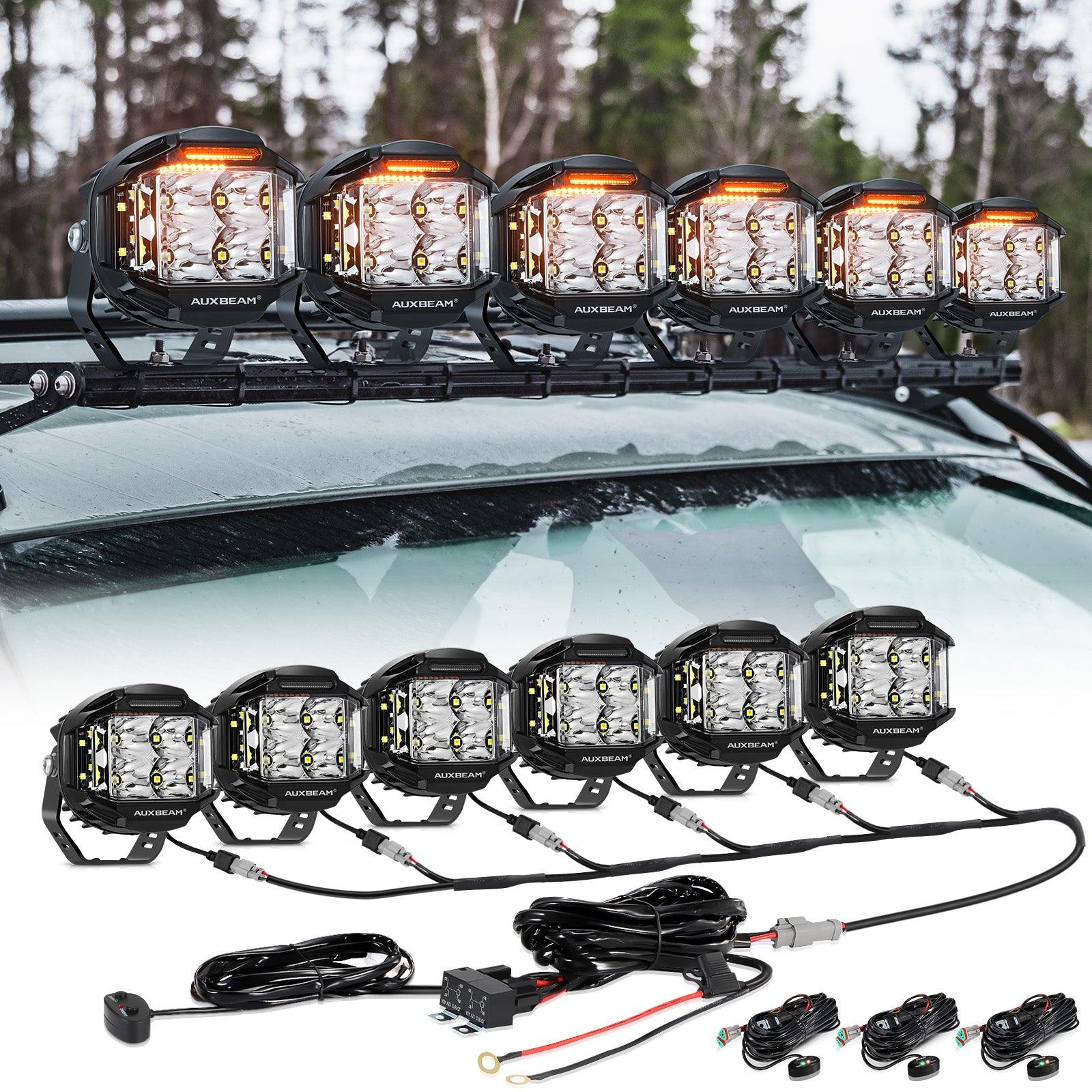 Auxbeam V-MAX Series 4" LED Pod Lights – 92W, 8,960LM, Spot Beam, Amber DRL