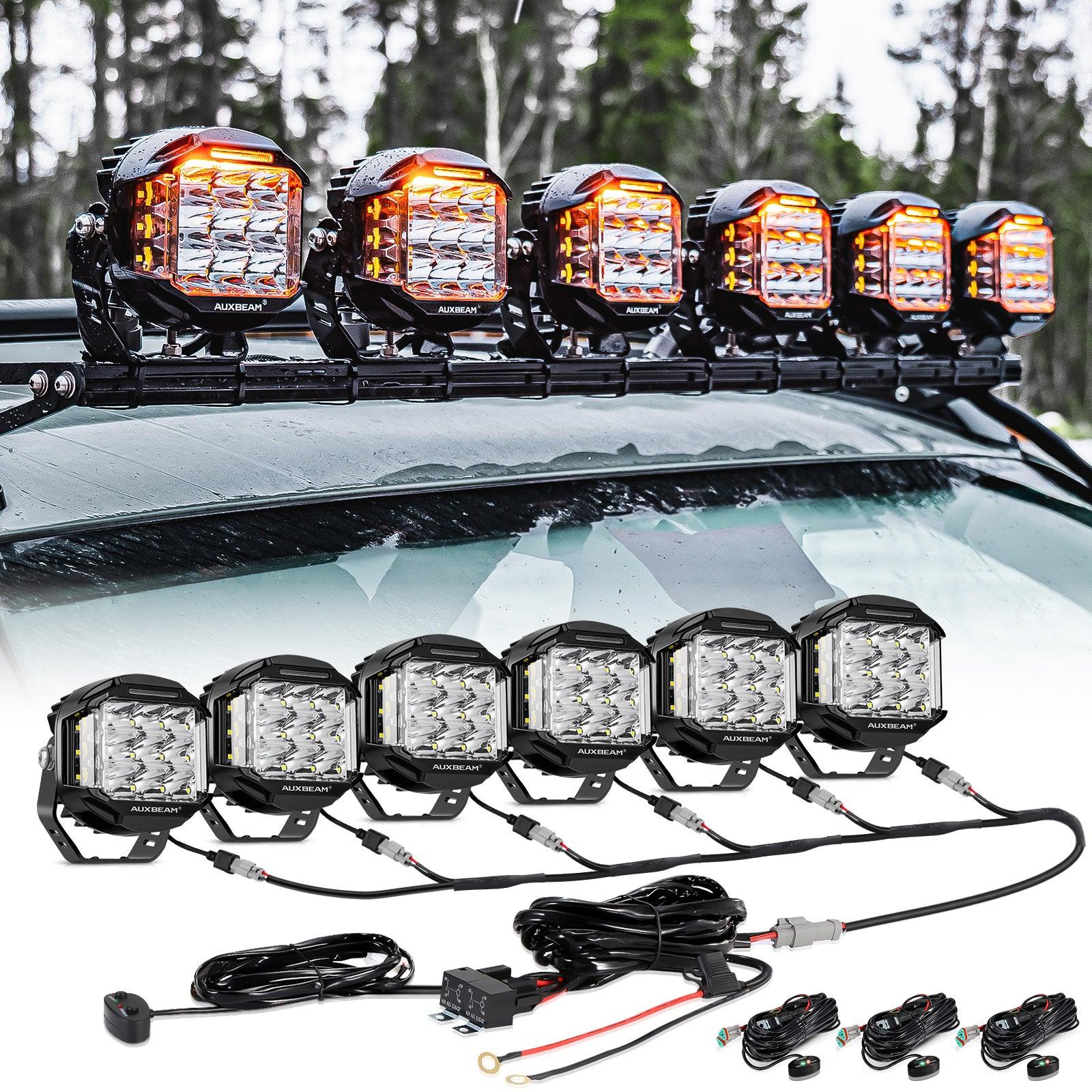 Auxbeam V-MAX Series 5" LED Pod Lights – 168W, 16,440LM, Spot Beam, Amber DRL