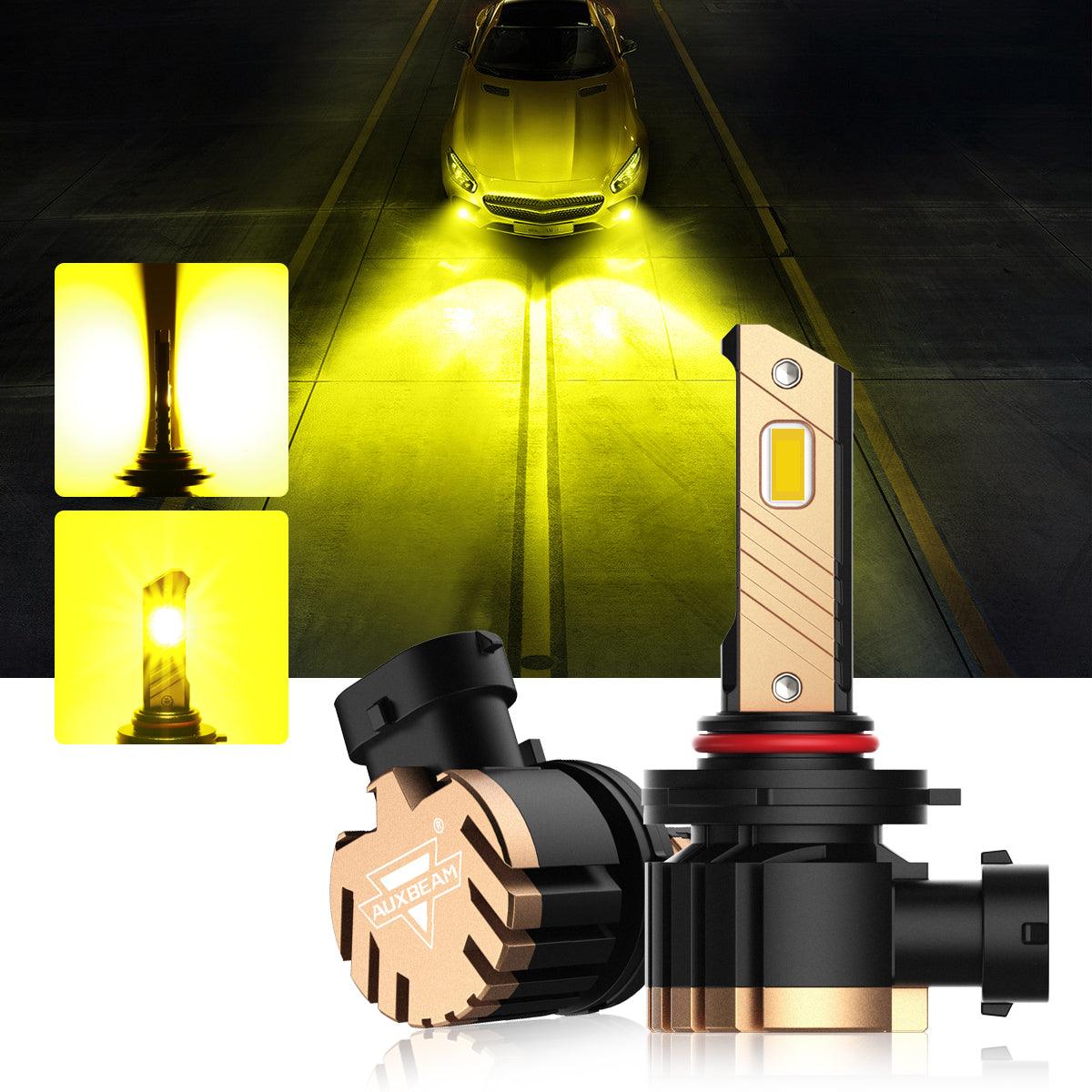 Auxbeam H10 / 9145 / 9140 / HB3 LED Fog Light & DRL Bulbs – Z3 Series, 44W, 8000LM, 3000K Golden Yellow (2 Pack)