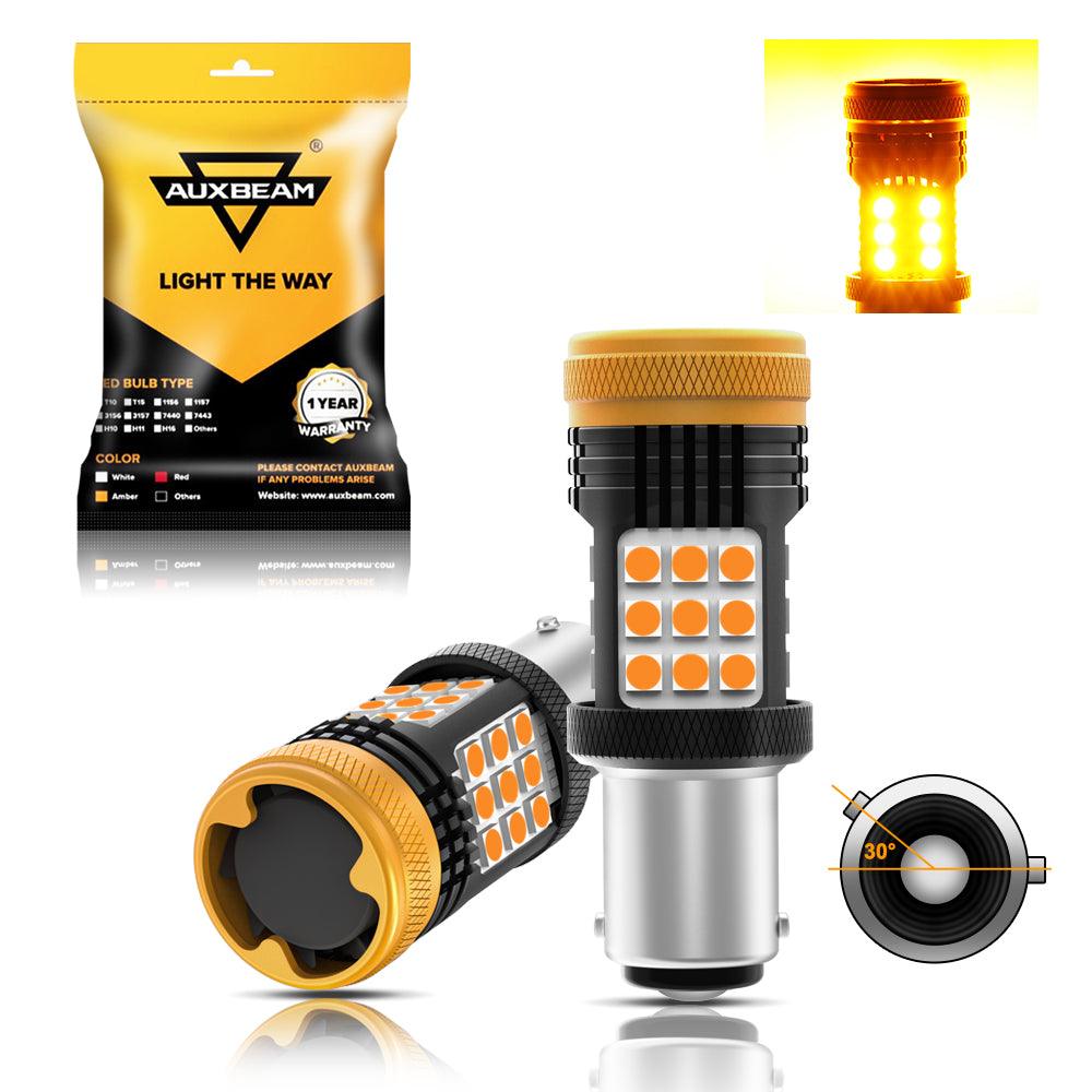 Auxbeam 1157 / 1156 / BAY15D / BA15S / BAU15S LED Bulbs – White / Amber / Red, CANBUS Error-Free, No Hyper Flash, Turn Signal / DRL / Brake / Tail / Reverse Lights, Fan Cooling (2 Pack)