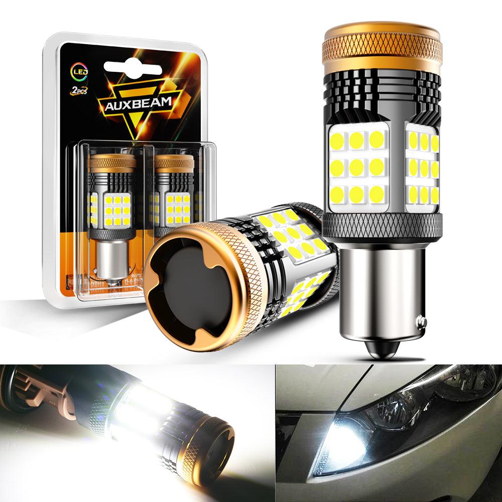Auxbeam 1157 / 1156 / BAY15D / BA15S / BAU15S LED Bulbs – White / Amber / Red, CANBUS Error-Free, No Hyper Flash, Turn Signal / DRL / Brake / Tail / Reverse Lights, Fan Cooling (2 Pack)