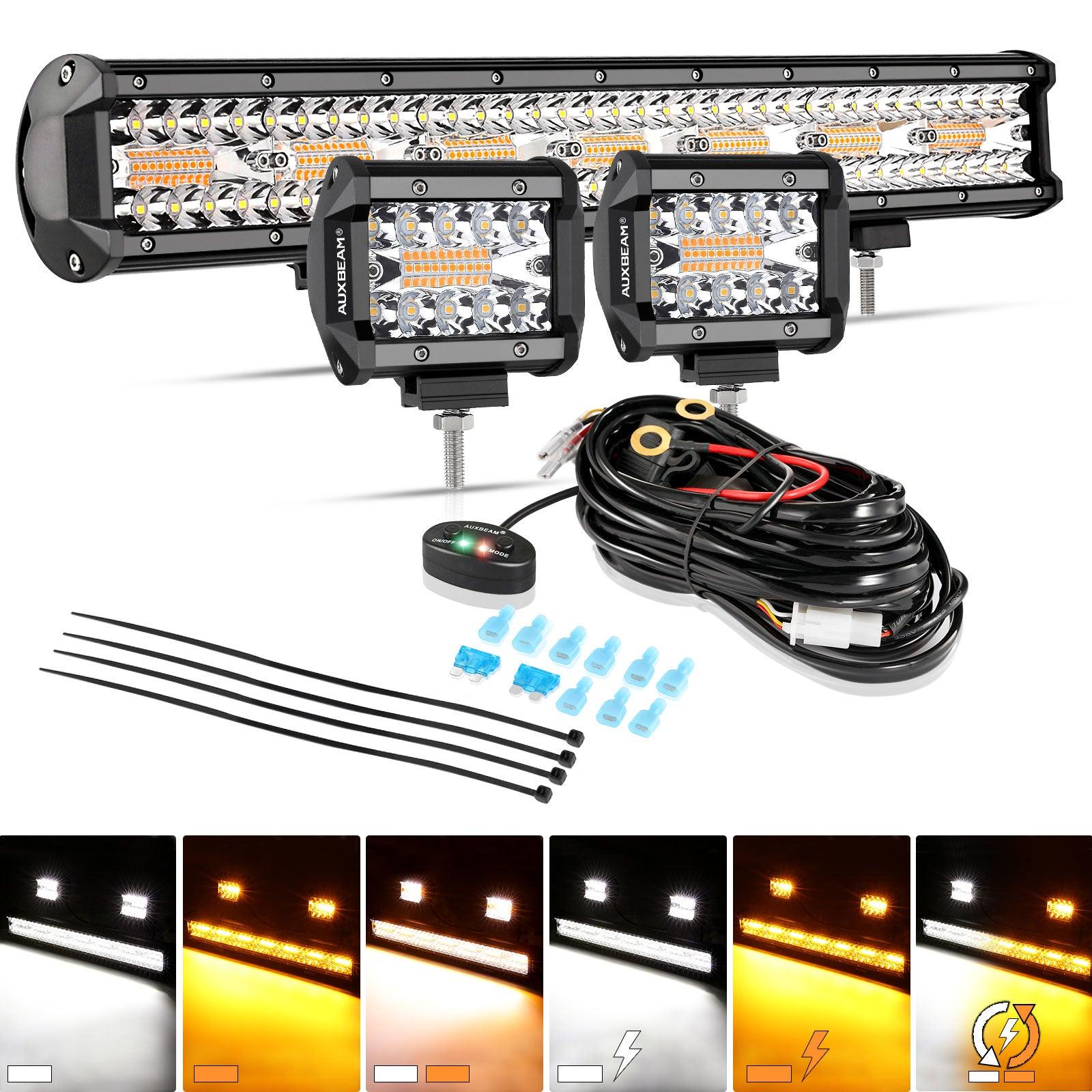 Auxbeam 6 Modes Series LED Light Bar – 4", 12", White & Amber