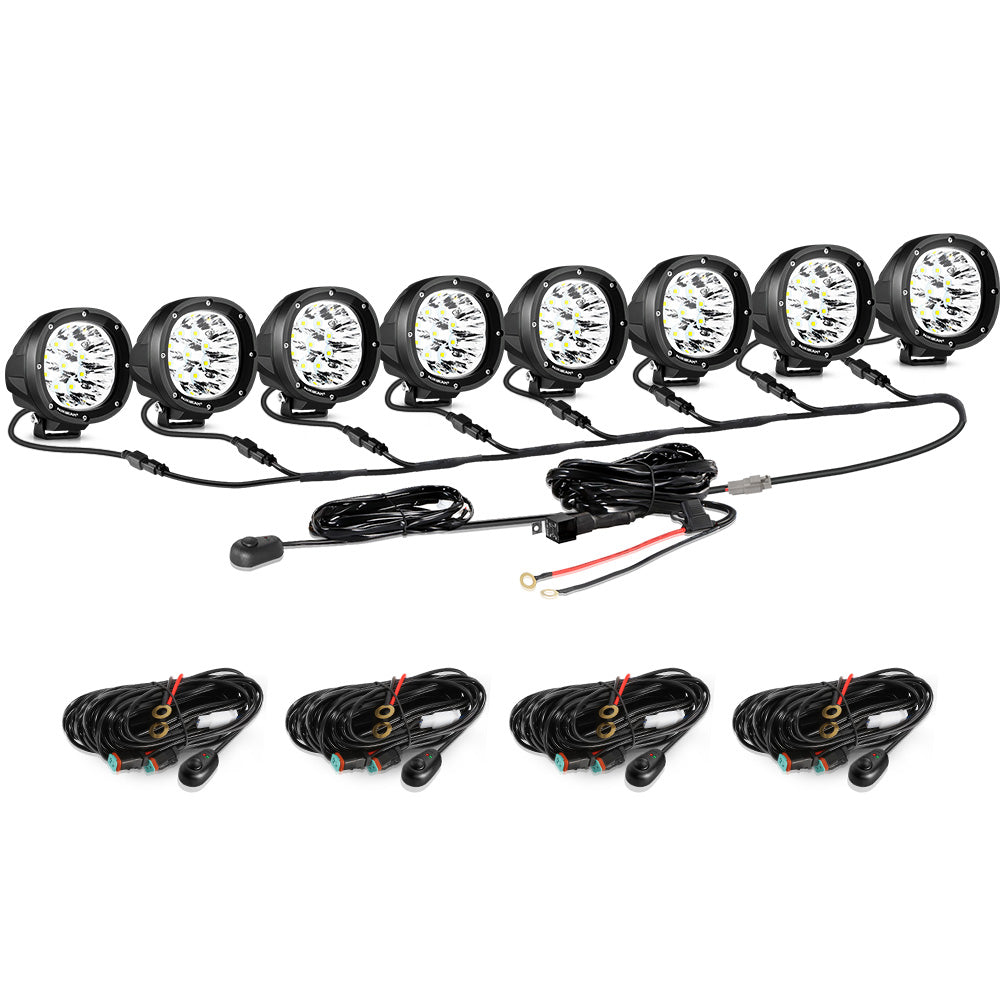 Auxbeam P4 Series 4" 90W Round LED Driving Lights – Spot Beam, White Pod Lights