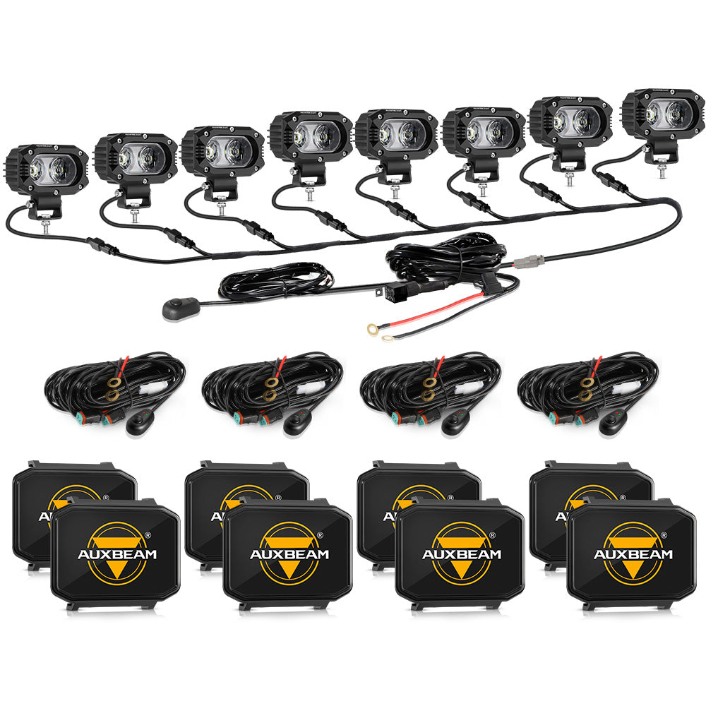 Auxbeam R4 Series 4" LED Light Pods – 60W, 120° Wide Beam, Corrugated Lens