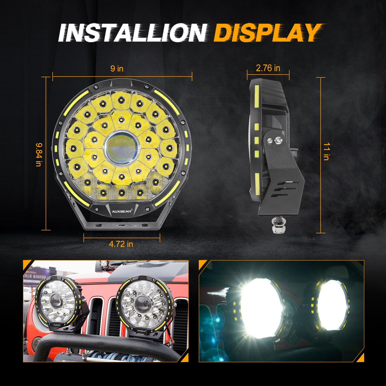 Auxbeam 360-PRO Series 9" LED Off Road Driving Lights – 270W, 37,776LM