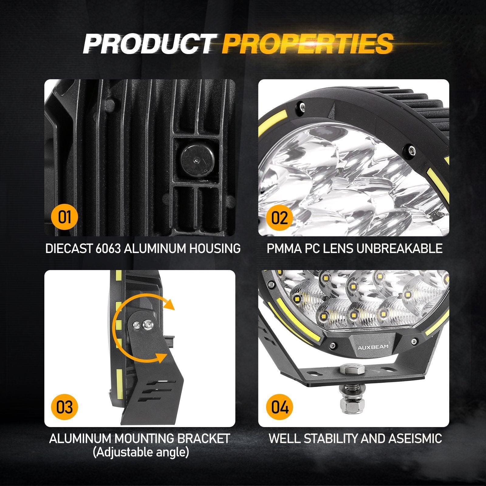 Auxbeam 360-PRO Series 9" LED Off Road Driving Lights – 270W, 37,776LM