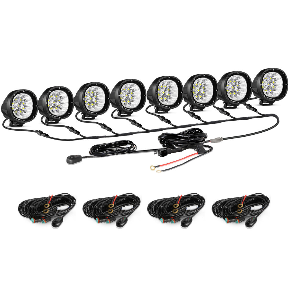 Auxbeam P4 Series 4" LED Driving Lights – 90W, 9,000LM, White Flood Beam