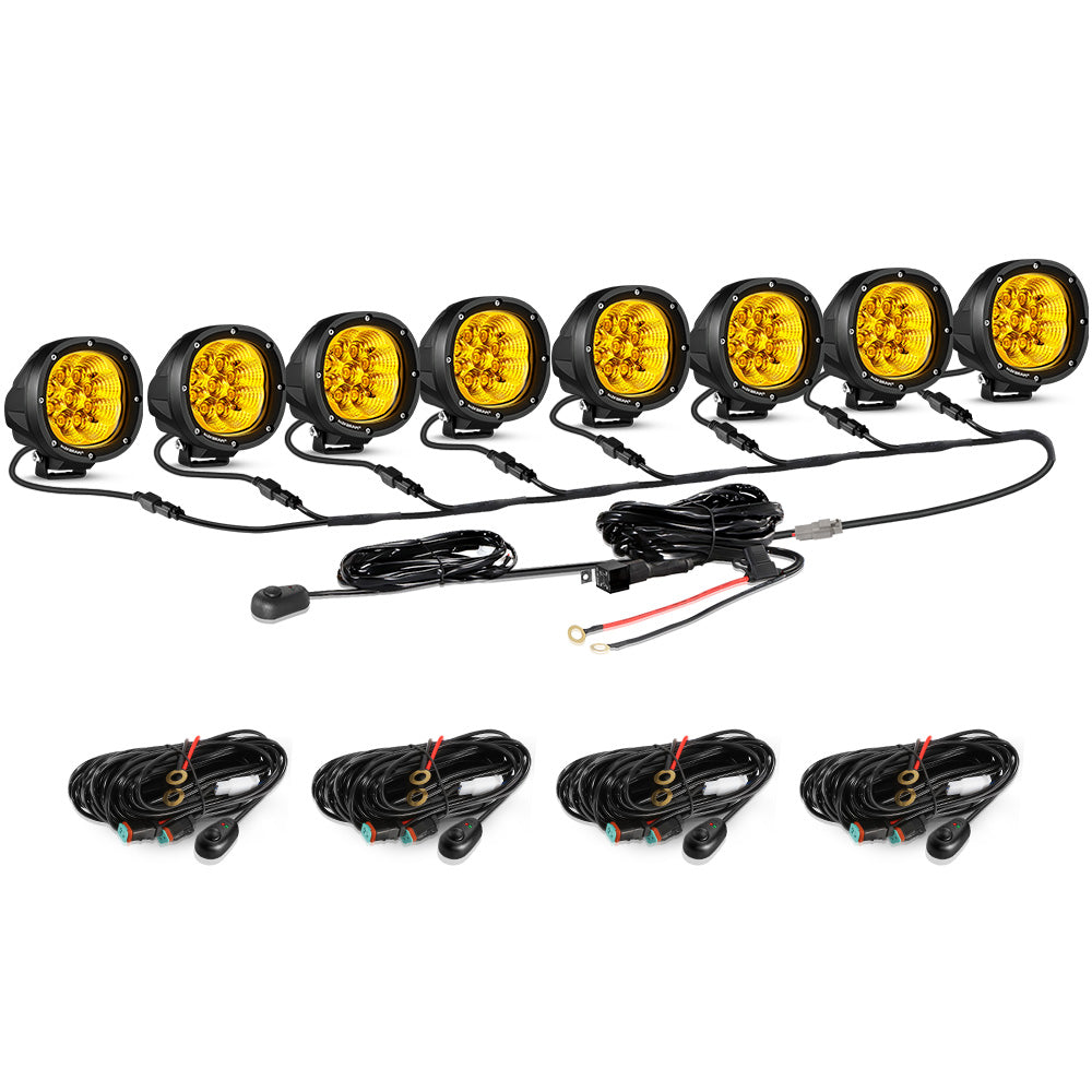 Auxbeam P4 Series 4" LED Driving Lights – 90W, 9,000LM, Amber Flood Beam