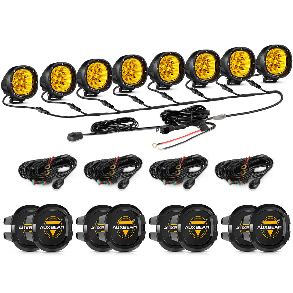 Auxbeam P4 Series 4" LED Driving Lights – 90W, 9,000LM, Amber Flood Beam