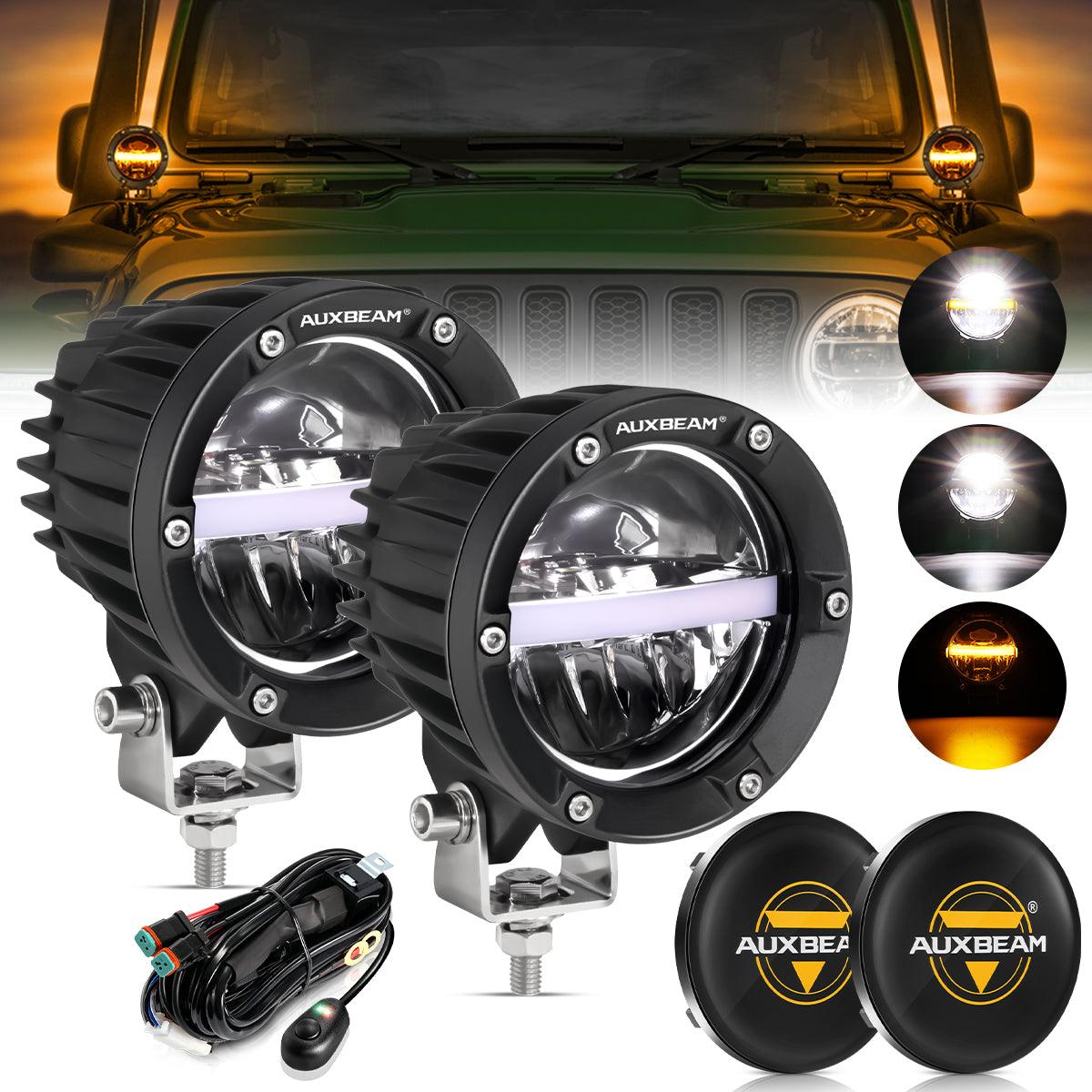 Auxbeam C4 Series 4" LED Pods – 110W, 11,000LM, Amber DRL