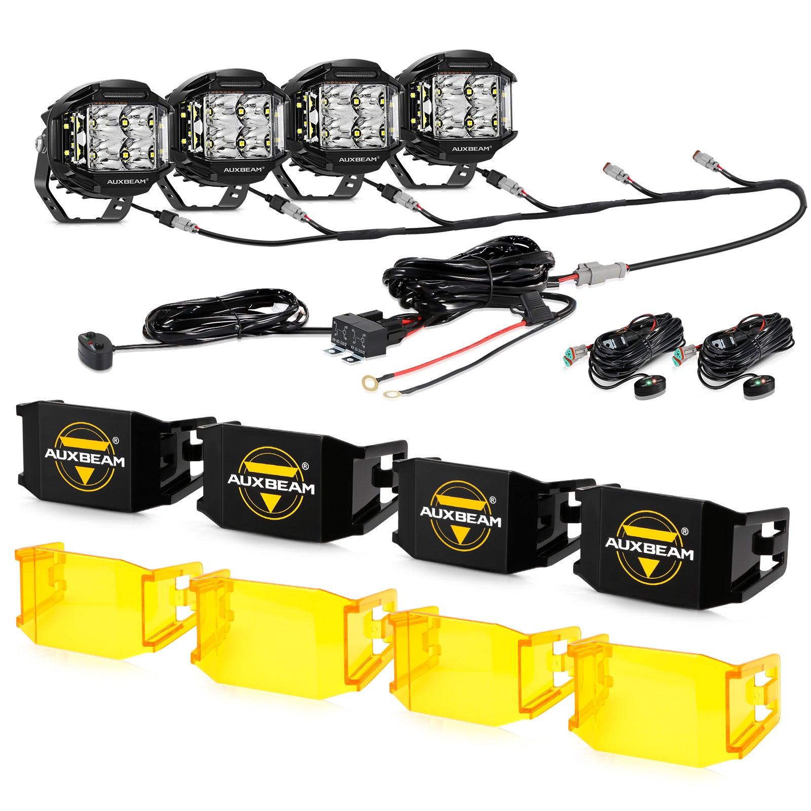 Auxbeam V-MAX Series 4" LED Pod Lights – 92W, 8,960LM, Spot Beam, Amber DRL