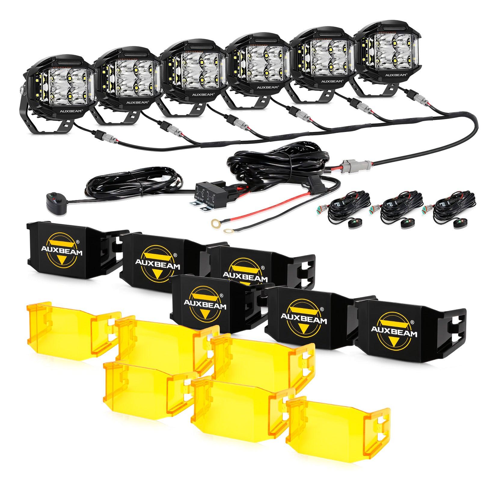 Auxbeam V-MAX Series 4" LED Pod Lights – 92W, 8,960LM, Spot Beam, Amber DRL
