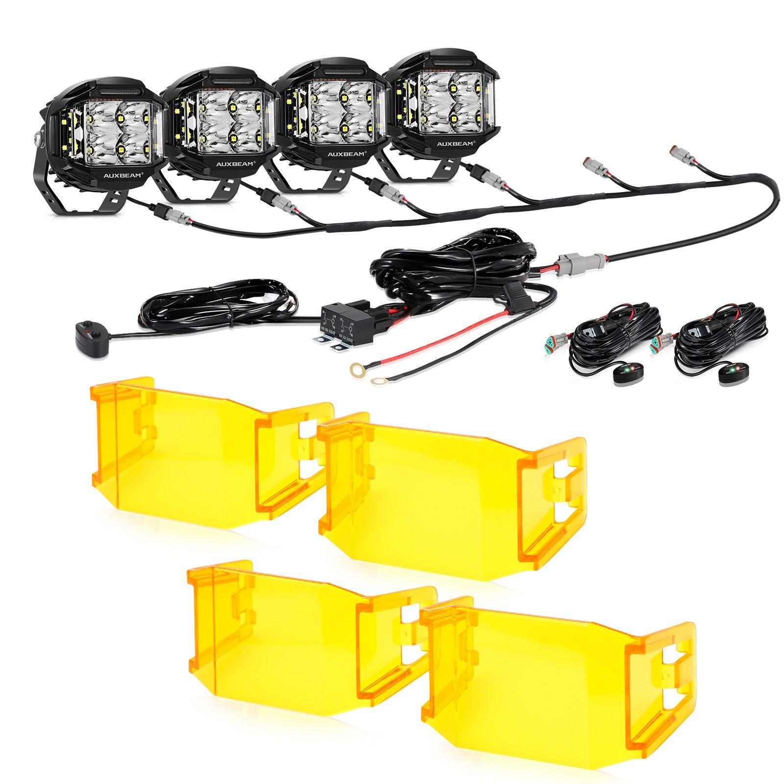 Auxbeam V-MAX Series 4" LED Pod Lights – 92W, 8,960LM, Spot Beam, Amber DRL