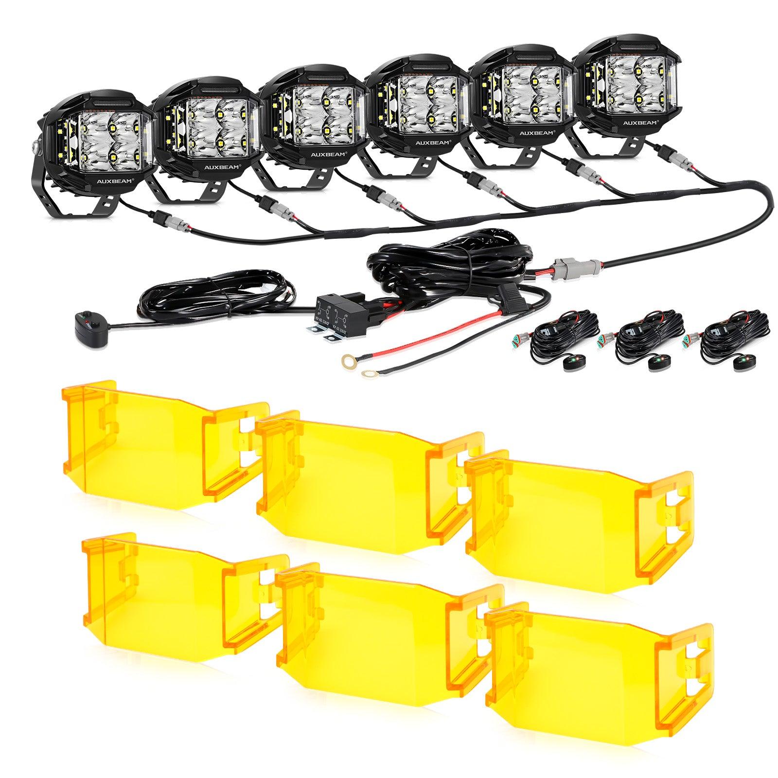 Auxbeam V-MAX Series 4" LED Pod Lights – 92W, 8,960LM, Spot Beam, Amber DRL
