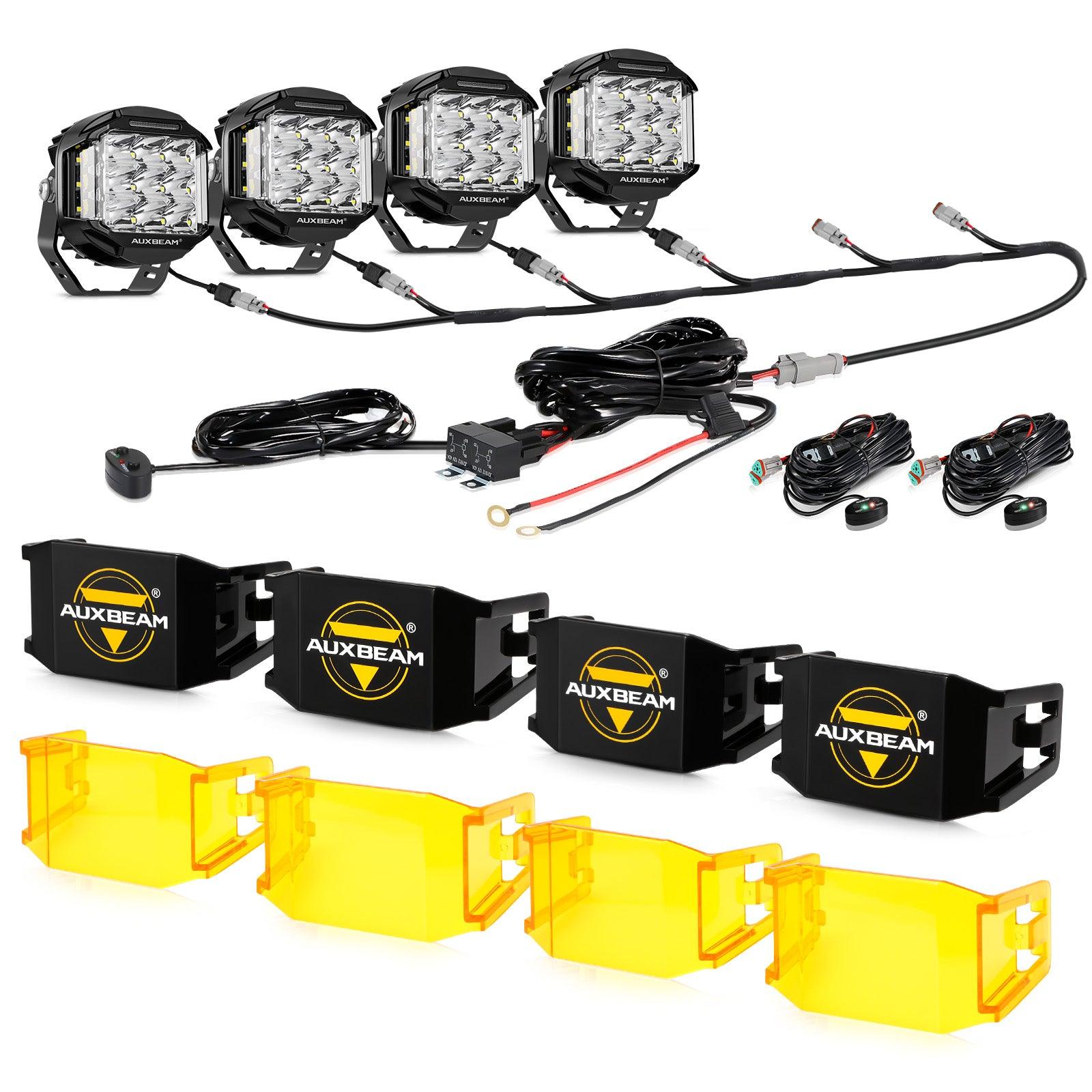 Auxbeam V-MAX Series 5" LED Pod Lights – 168W, 16,440LM, Spot Beam, Amber DRL