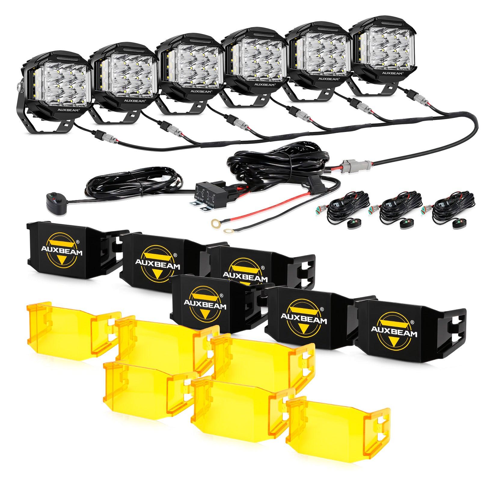Auxbeam V-MAX Series 5" LED Pod Lights – 168W, 16,440LM, Spot Beam, Amber DRL