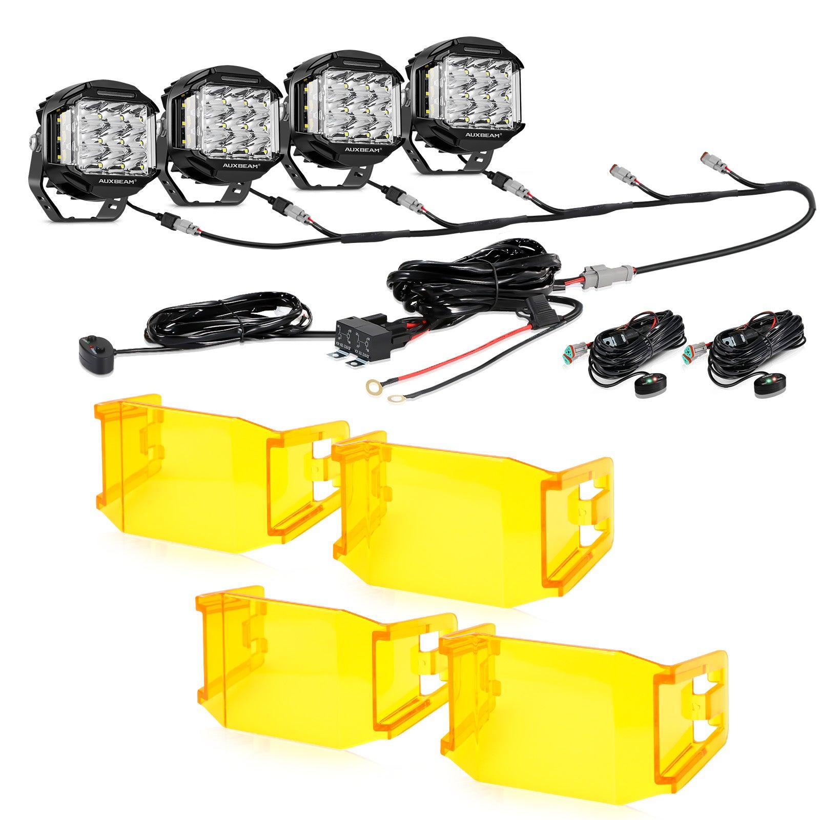 Auxbeam V-MAX Series 5" LED Pod Lights – 168W, 16,440LM, Spot Beam, Amber DRL