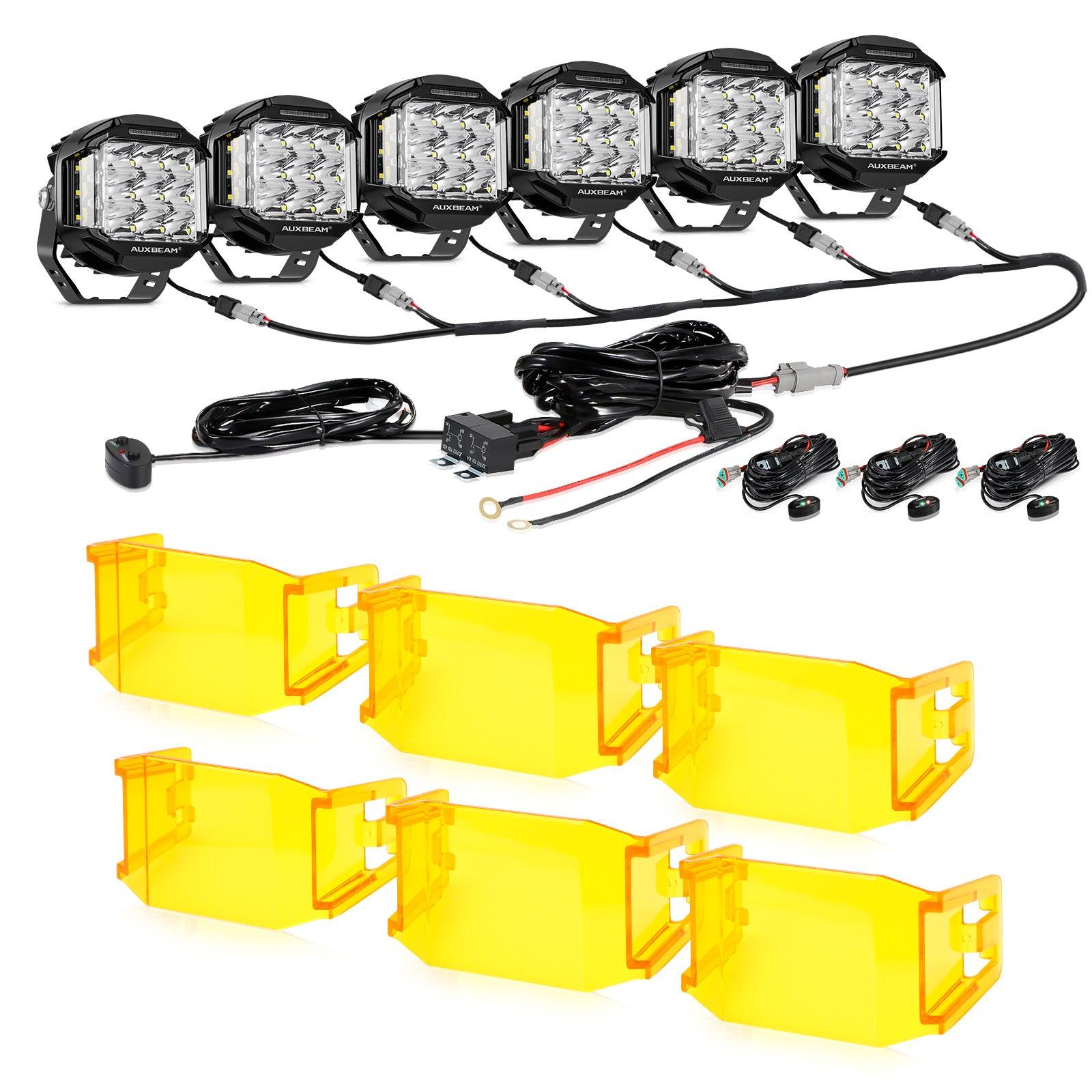 Auxbeam V-MAX Series 5" LED Pod Lights – 168W, 16,440LM, Spot Beam, Amber DRL
