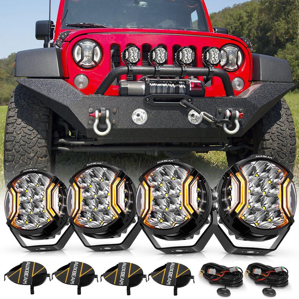 Auxbeam V-ULTRA Series LED Side Shooter Pods – 7", Amber/White, Amber DRL
