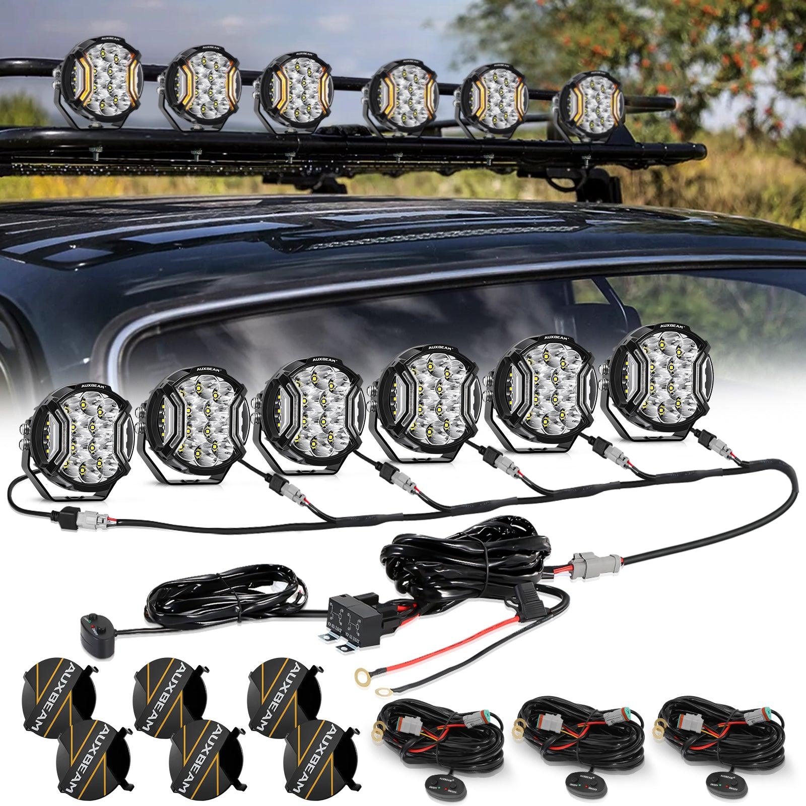 Auxbeam V-ULTRA Series LED Side Shooter Pods – 7", Amber/White, Amber DRL