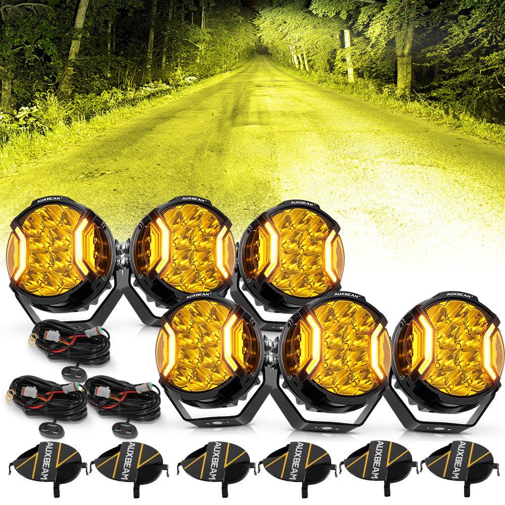 Auxbeam V-ULTRA Series LED Side Shooter Pods – 7", Amber/White, Amber DRL