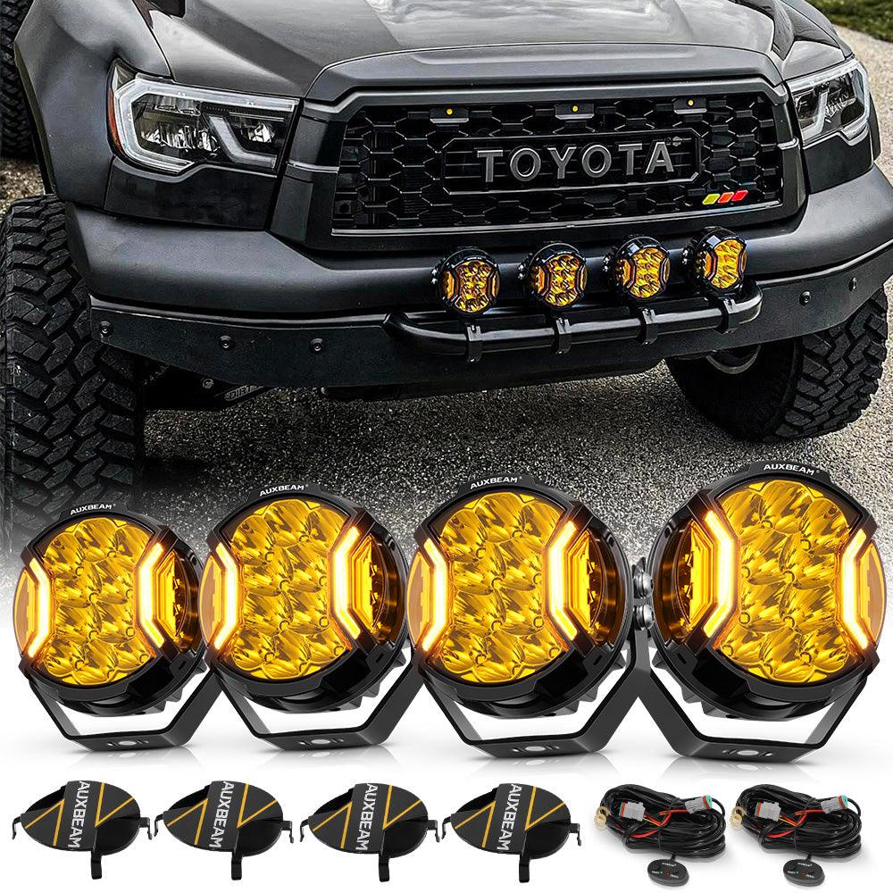 Auxbeam V-ULTRA Series LED Side Shooter Pods – 7", Amber/White, Amber DRL