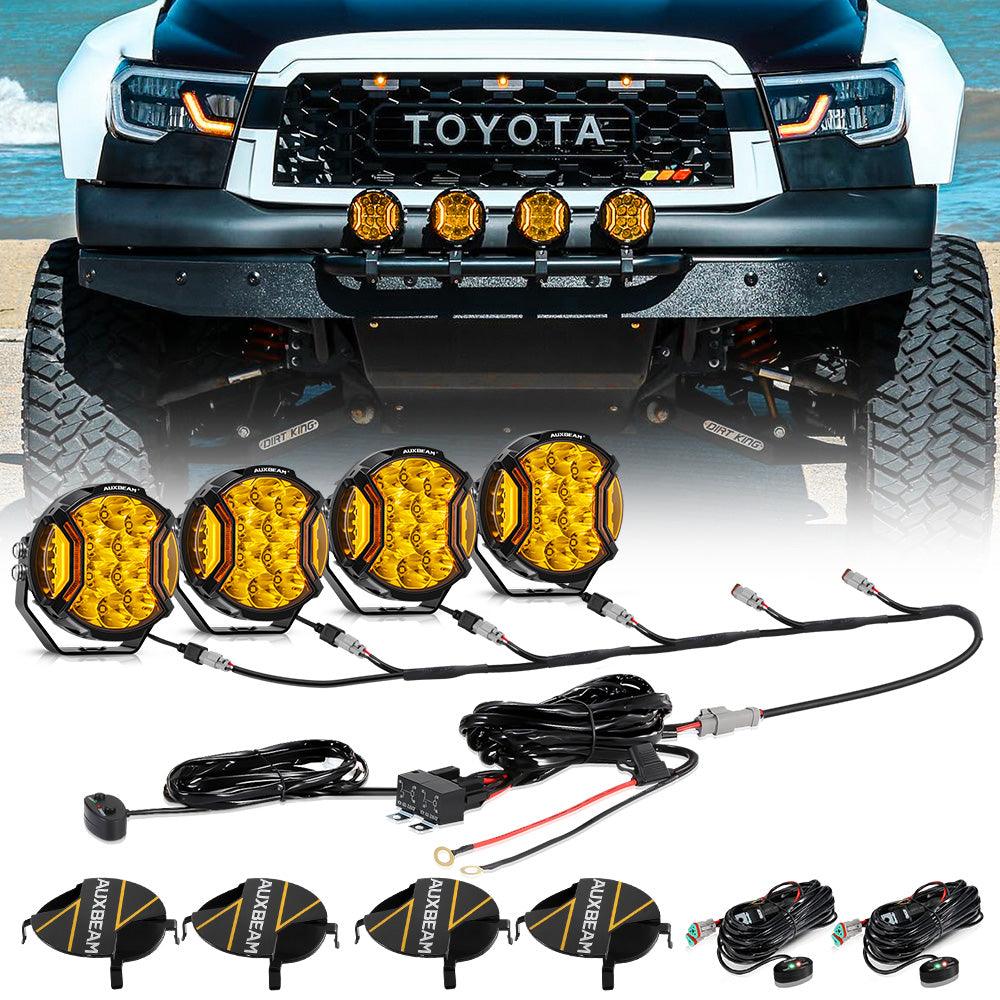 Auxbeam V-ULTRA Series LED Side Shooter Pods – 7", Amber/White, Amber DRL