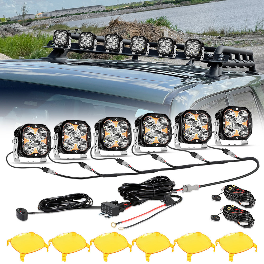 Auxbeam XP-ULTRA Series 4.5" LED Pod Lights – 128W, 15,200LM, Spot Beam, Amber DRL