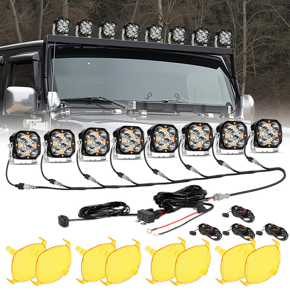 Auxbeam XP-ULTRA Series 4.5" LED Pod Lights – 128W, 15,200LM, Spot Beam, Amber DRL