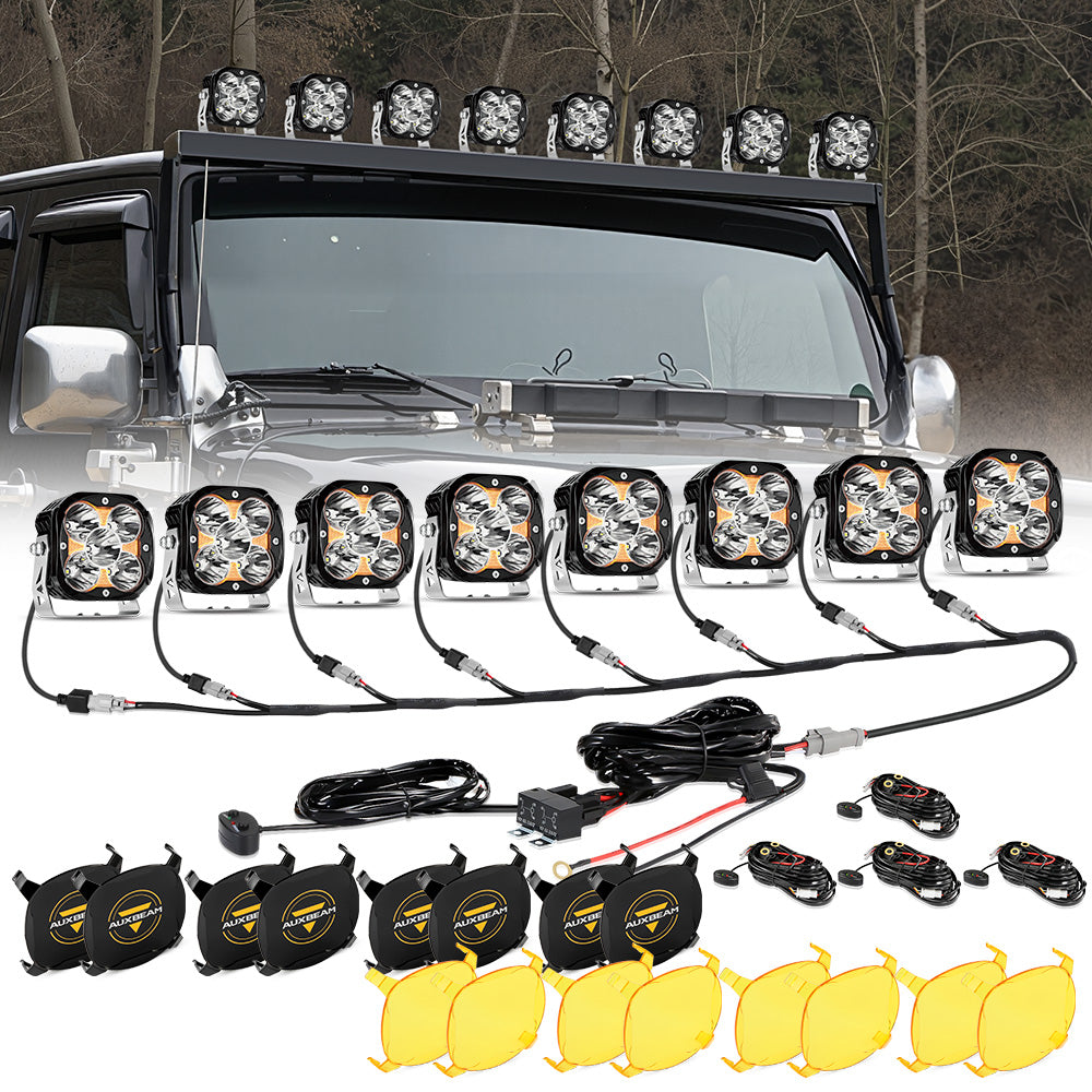 Auxbeam XP-ULTRA Series 4.5" LED Pod Lights – 128W, 15,200LM, Spot Beam, Amber DRL