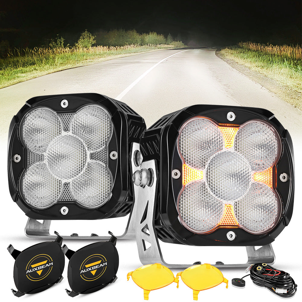 Auxbeam XP-ULTRA Series 4.5" LED Combo Pod Lights – Amber DRL