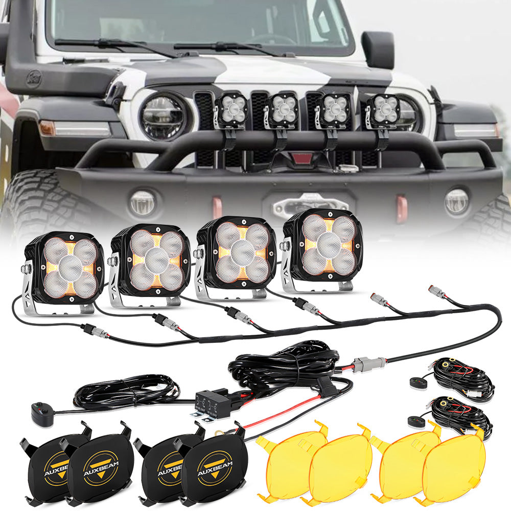 Auxbeam®XP-ULTRA Series 4.5 Inch Flood Beam LED Pod Lights Off