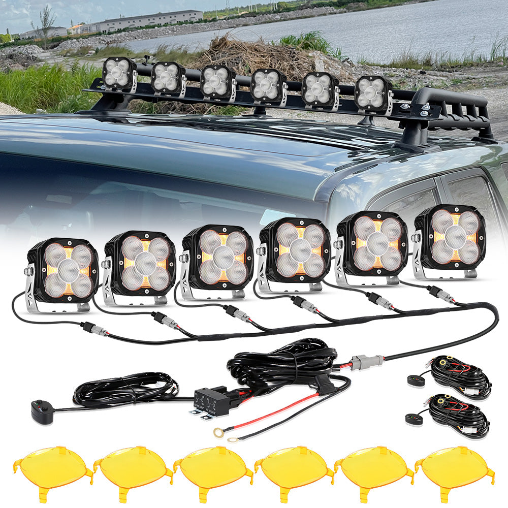 Auxbeam XP-ULTRA Series 4.5" LED Pod Lights – Flood Beam, Amber DRL