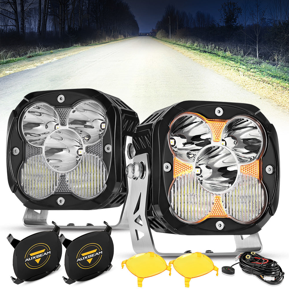 Auxbeam XP-ULTRA Series 4.5" LED Combo Pod Lights – Amber DRL