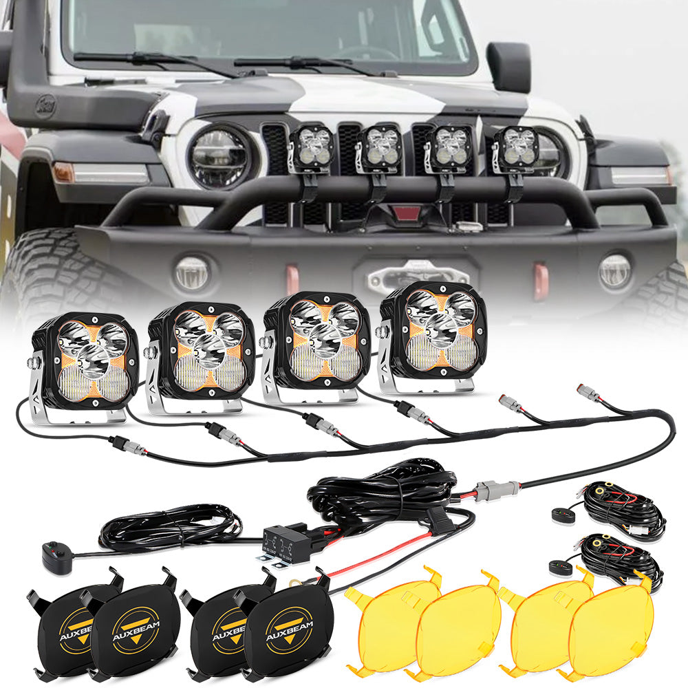 Auxbeam XP-ULTRA Series 4.5" LED Combo Pod Lights – Amber DRL