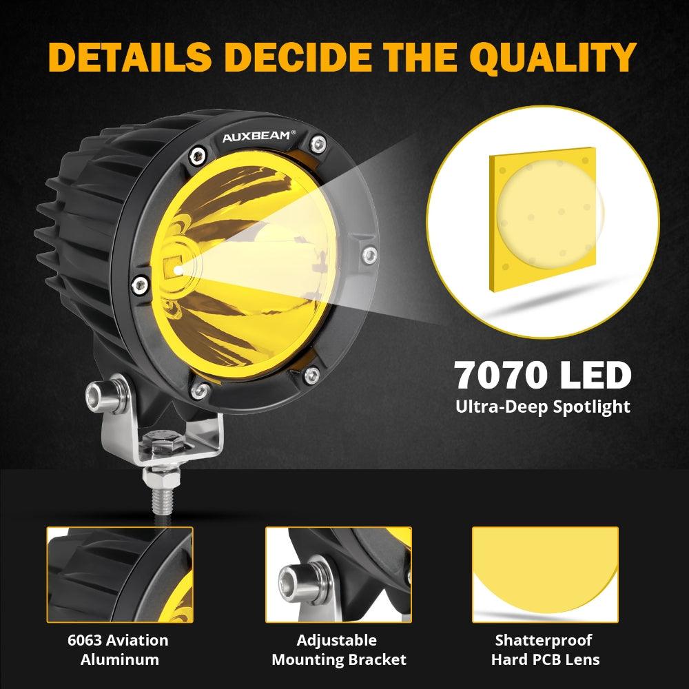 Auxbeam C4 Series 4" LED Pods – 100W, Amber Spot Beam