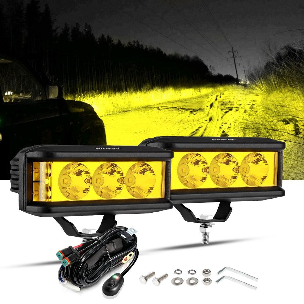 Auxbeam R5 Series 5" 68W LED Pod Lights – Amber Square, Side Shooter Spot Beam