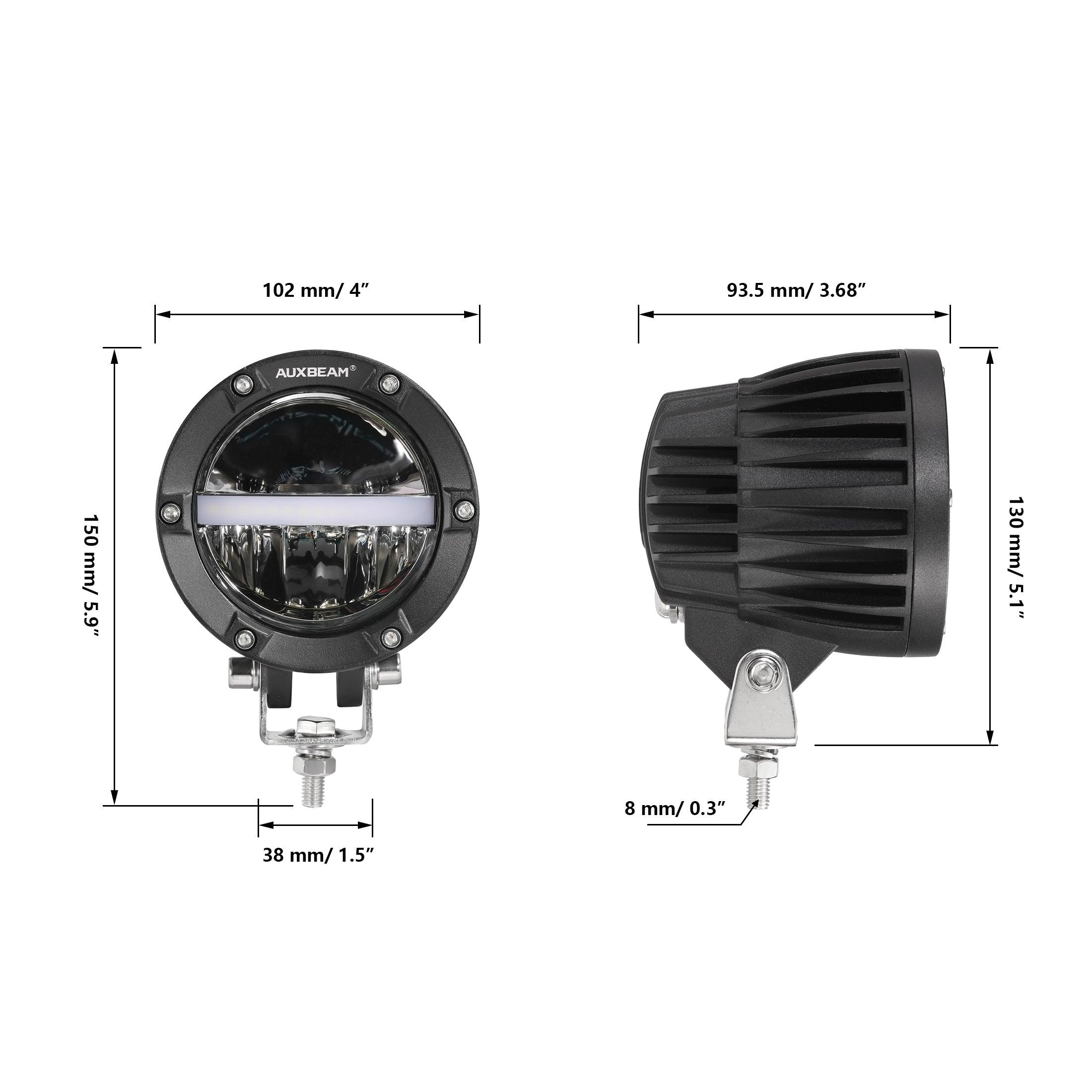 Auxbeam C4 Series 4" LED Pods – 110W, 11,000LM, Amber DRL