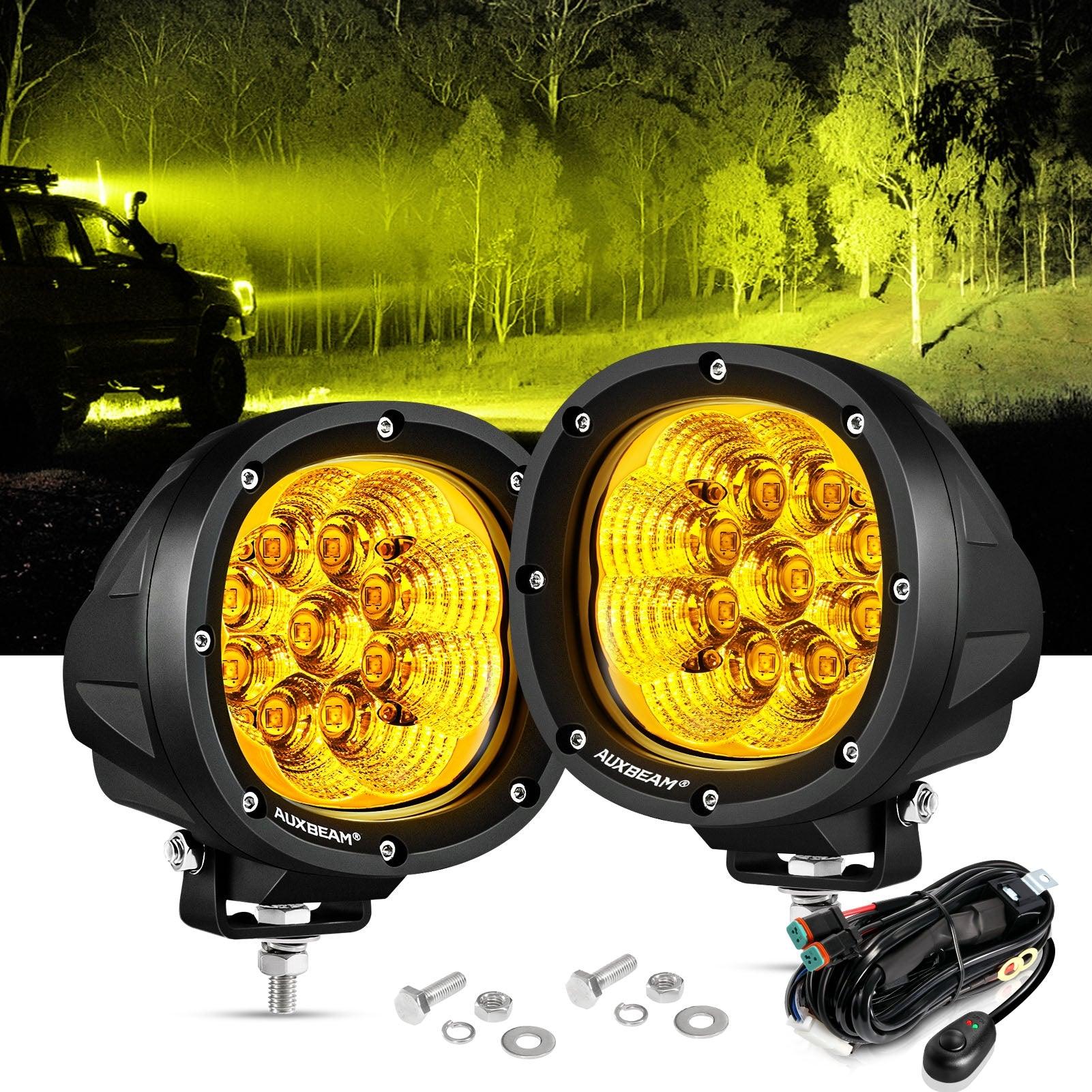 Auxbeam P4 Series 4" LED Driving Lights – 90W, 9,000LM, Amber Flood Beam