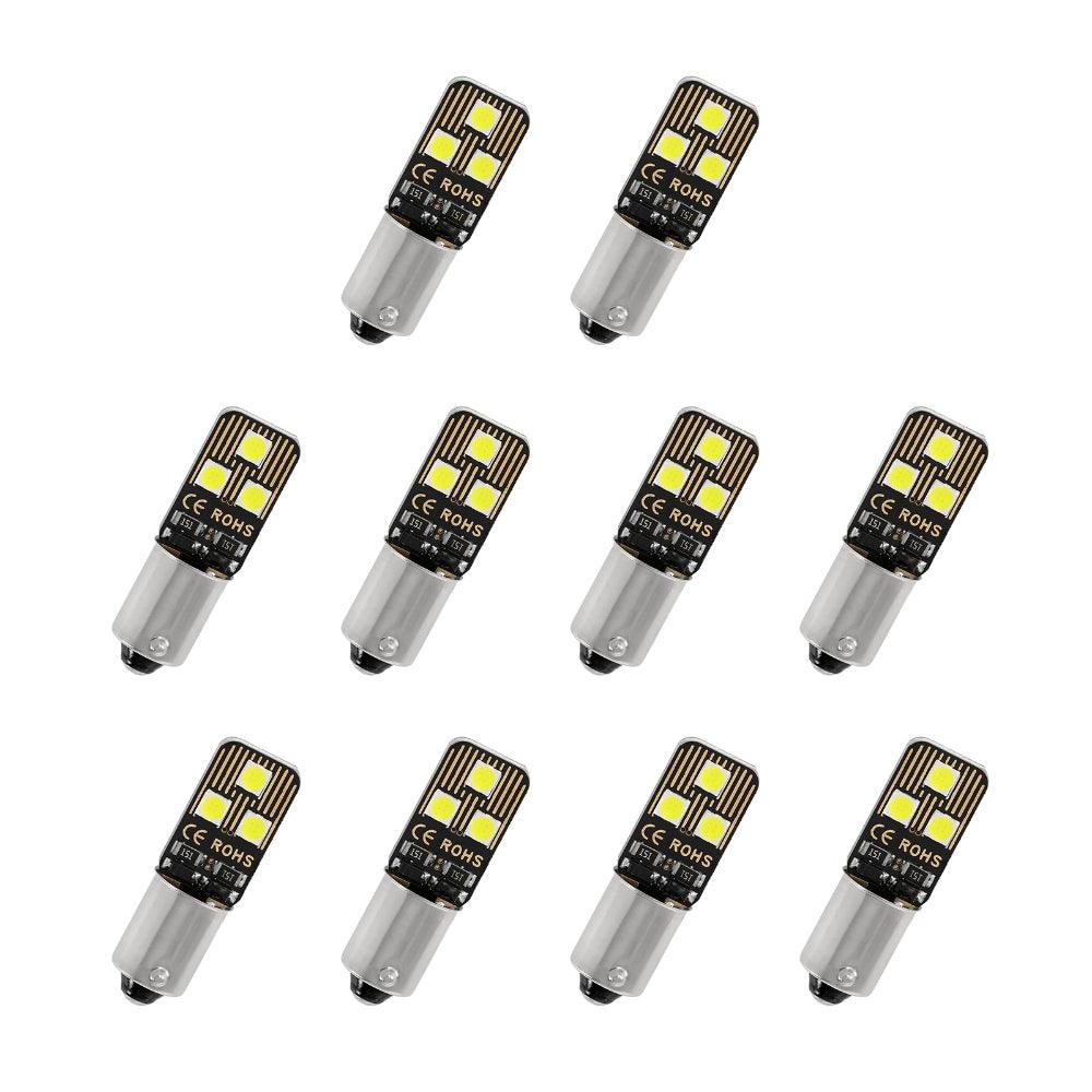 Auxbeam BA9S / BA9 / 1895 / 1891 / 53 / 57 White LED Bulbs – Interior Dome, Map, License Plate, Glove Box Lights (10 Pack)