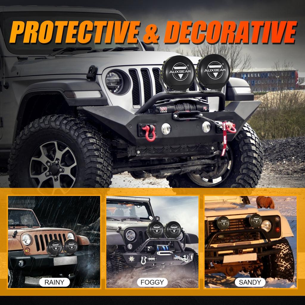Auxbeam 7" 240W Round LED Driving Lights – Off-Road Spot Beam with DRL, Amber/Black Covers Optional for SUV, ATV, UTV, Truck & Boat (2 Pack)
