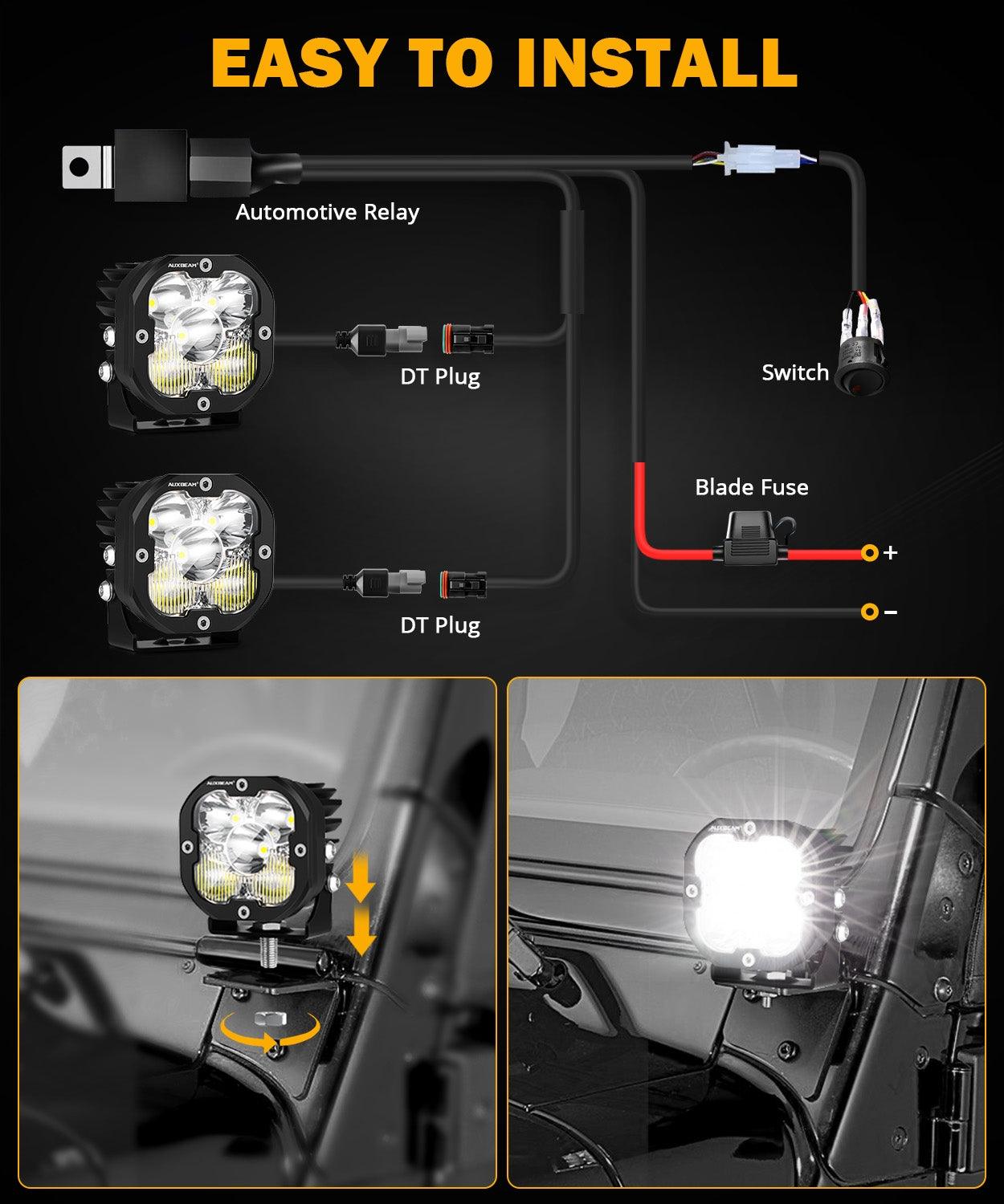 Auxbeam XP-ULTRA Series 3" LED Pods – 80W, Combo Beam, Amber & White