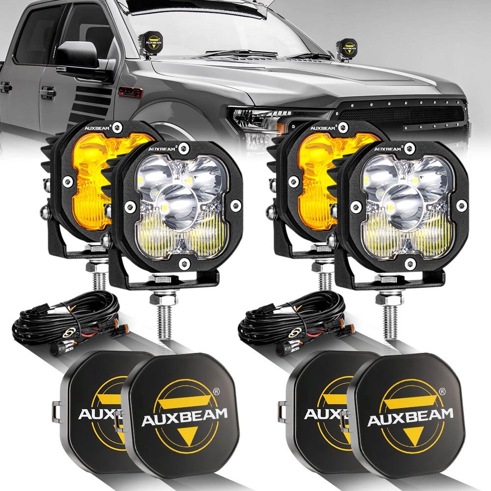 Auxbeam XP-ULTRA Series 3" LED Pods – 80W, Combo Beam, Amber & White