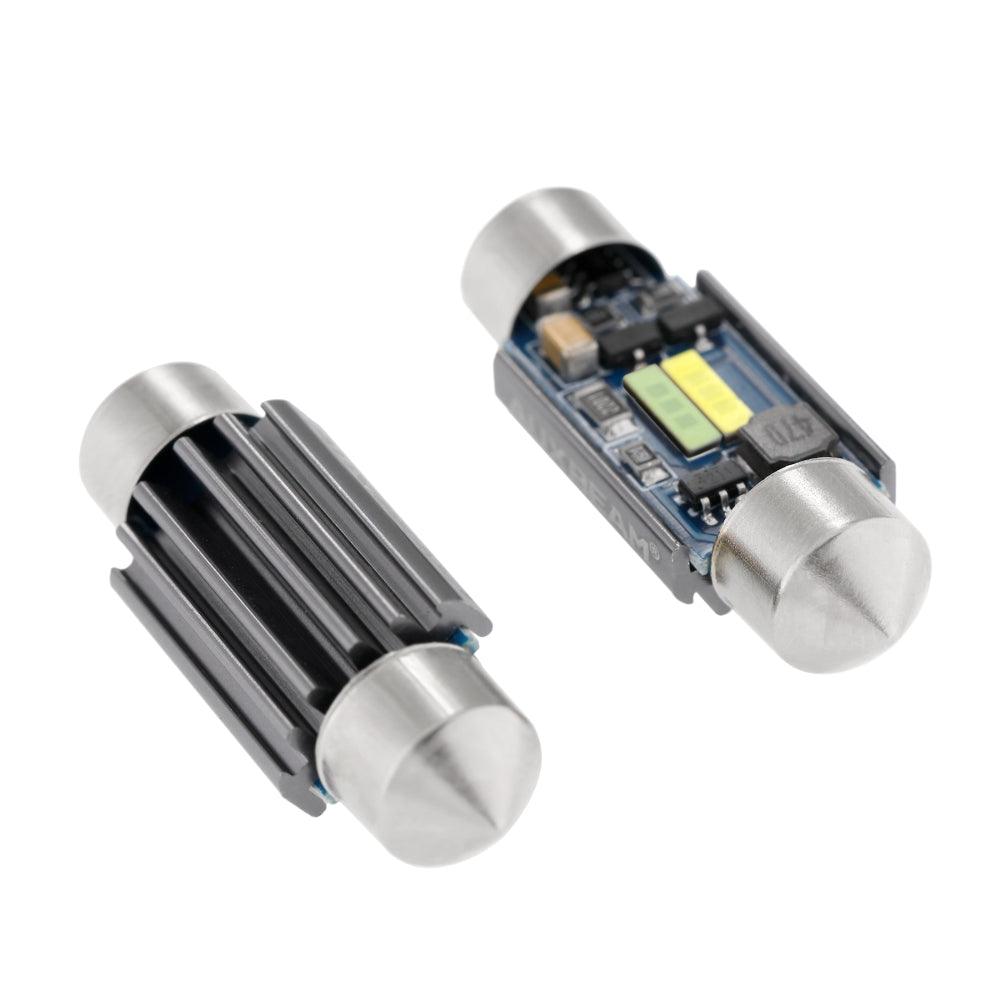 Auxbeam Dual Color Switchback 36mm Festoon LED Bulbs – DE3174 / 3425 / 6461 / 11005 / 12854, 1860CSP, 6500K White & Ice Blue, CANBUS, Interior/Dome/Map/License Plate (2 Pack)