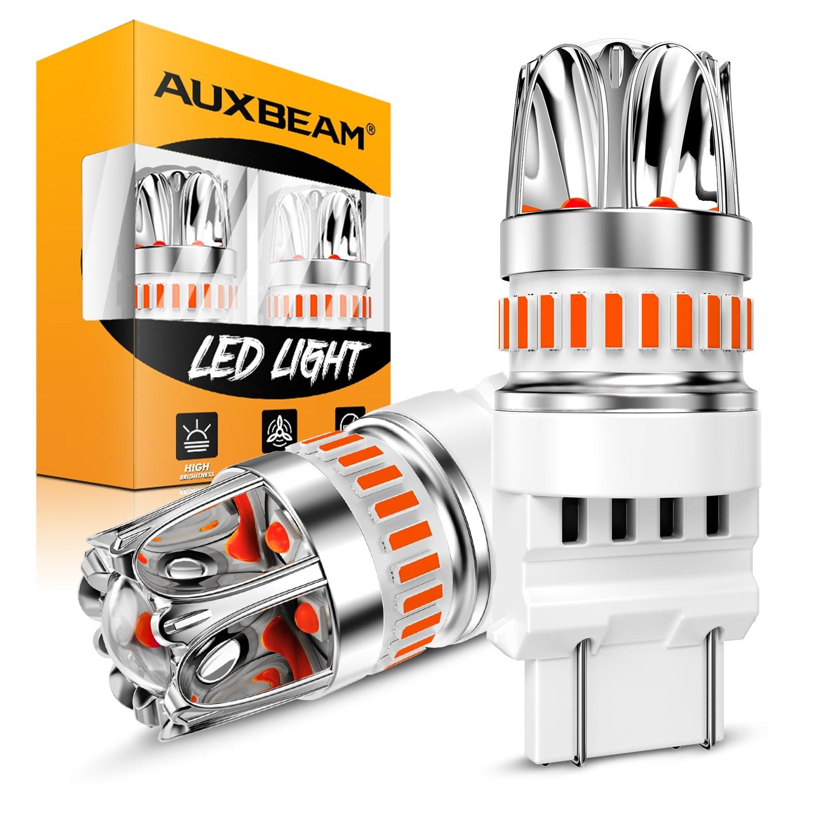 Auxbeam T25 / 3157 / 3156 LED Brake & Tail Light Bulbs – Y2 Series, 14W, 6000LM, Red, CAN-Bus Error-Free (2 Pack)
