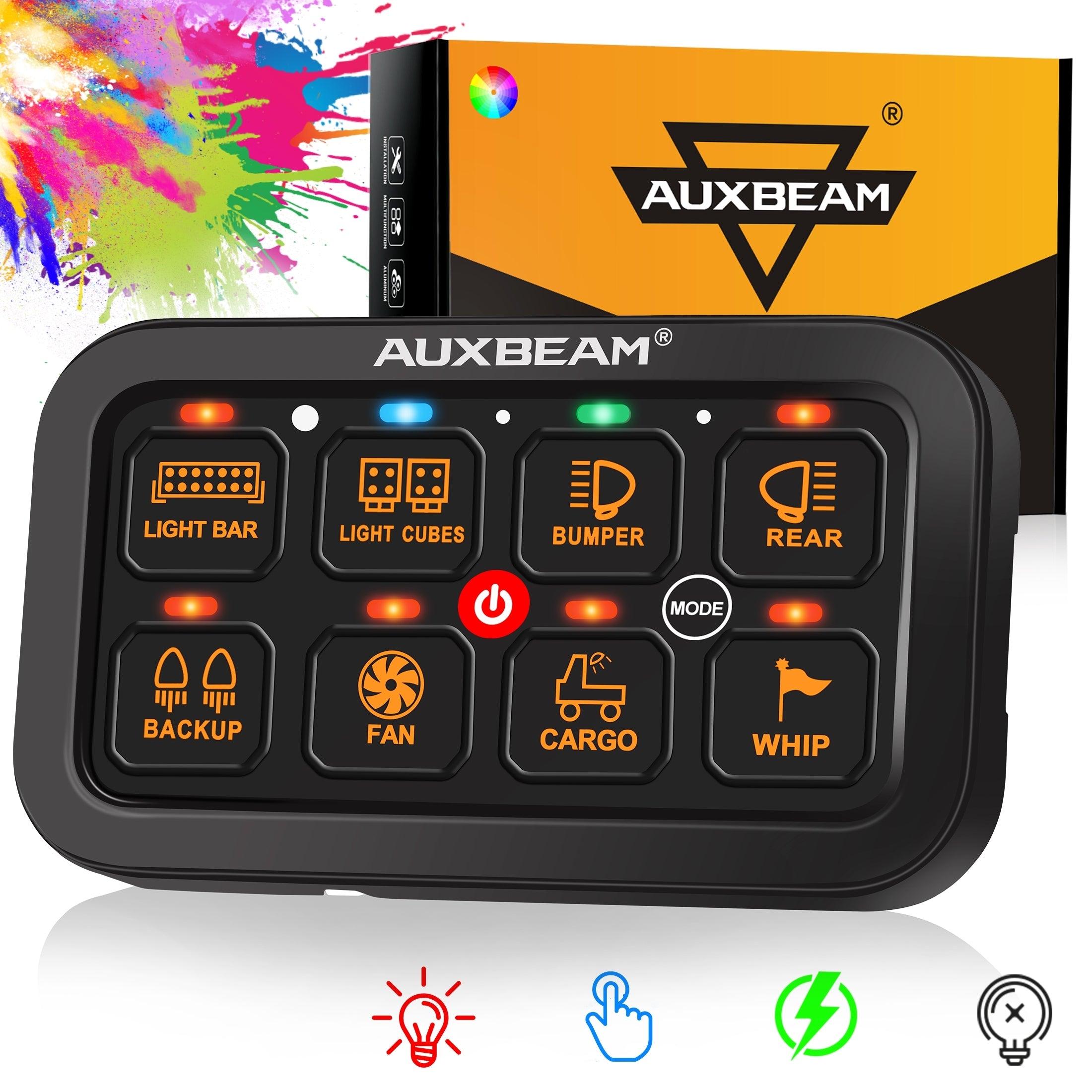 Auxbeam RGB Series 8 Gang (RA80) Switch Panel, Toggle/ Momentary/ Pulsed Mode Supported (One-Sided Outlet)